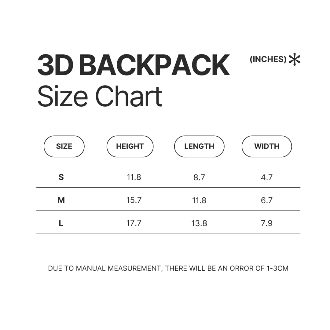 3D Backpack Size Chart - Dr. Stone EU Store