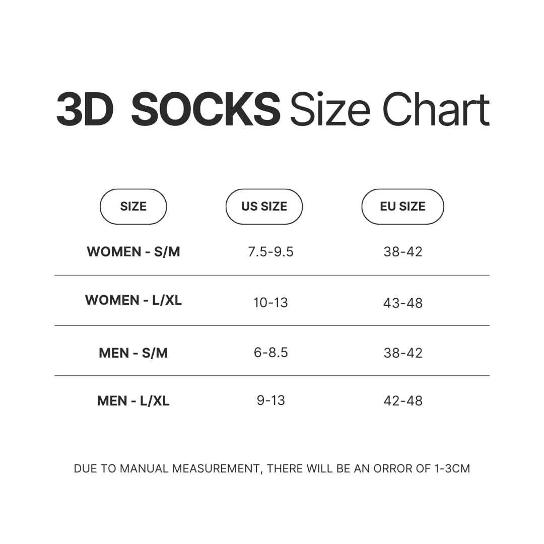 3D Socks Size Chart - Dr. Stone EU Store