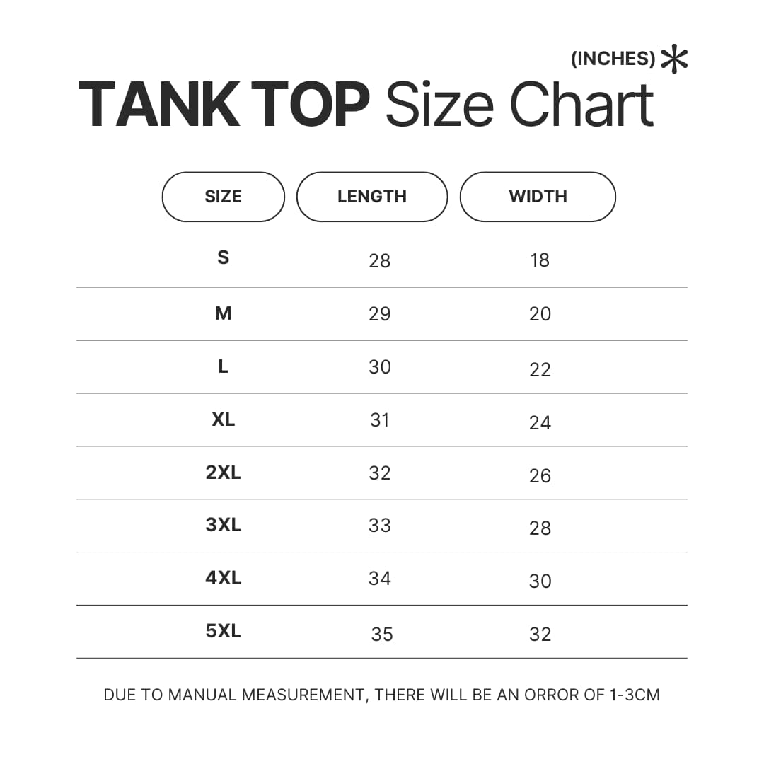 Tank Top Size Chart - Dr. Stone EU Store