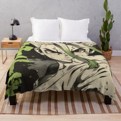 Dr. Stone Senku Electric Lime Science Throw Blanket