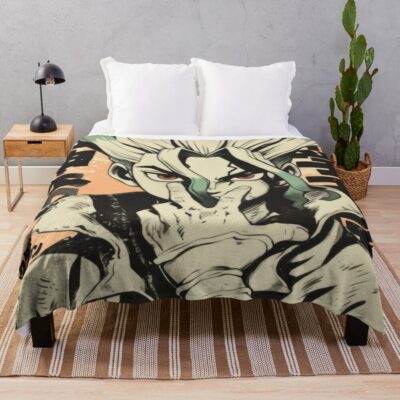 Dr. Stone Senku Melon Kingdom Throw Blanket