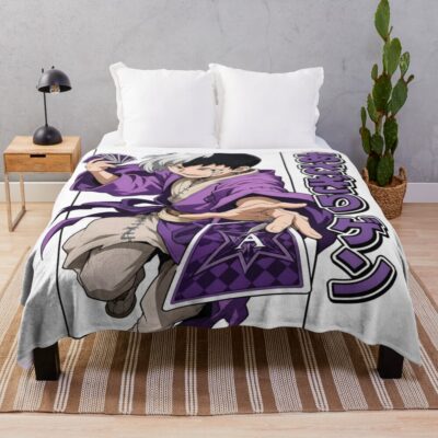 Dr. Stone Asagiri Gen Purple Kimono Throw Blanket