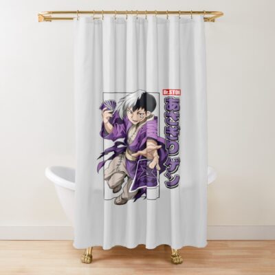Dr. Stone Gen Purple Kimono Style Shower Curtain