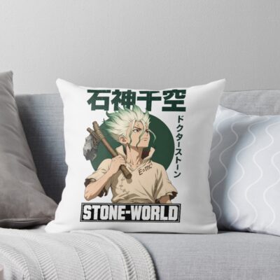 Dr. Stone Chrome Primitive Invention Throw Pillow