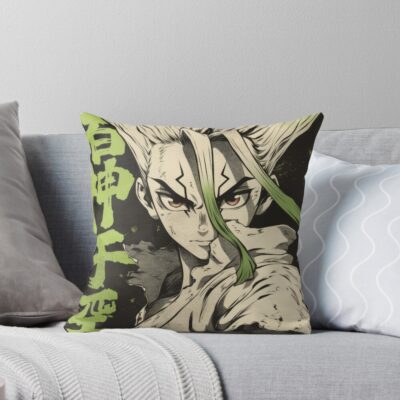 Dr. Stone Senku Electric Lime Science Throw Pillow