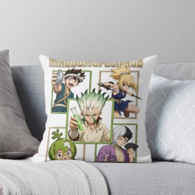Dr. Stone Kingdom Of Science Collage Throw Pillow